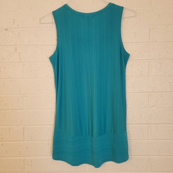 susan lawrence blue striped babydoll vneck tank top - Picture 3 of 4